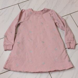 Hanna Andersson Pink Fleece Dress with Silver Stars